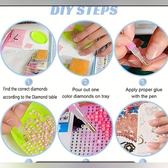 Diamond Painting Kit, Brown White Puppy, measures 20 x 20 cm - Picture 5 of 6